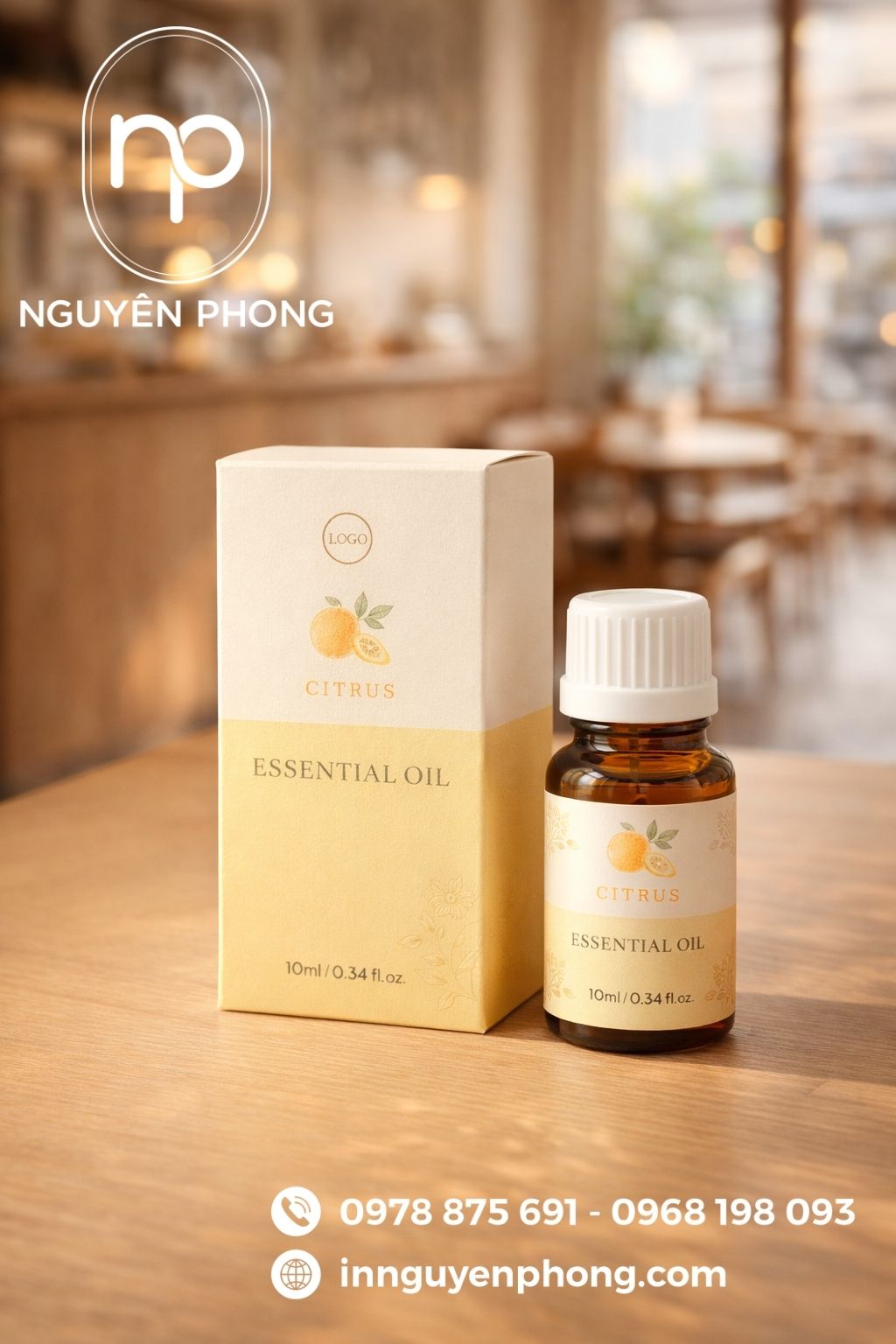 Mẫu in hộp đựng tinh dầu đơn giản 